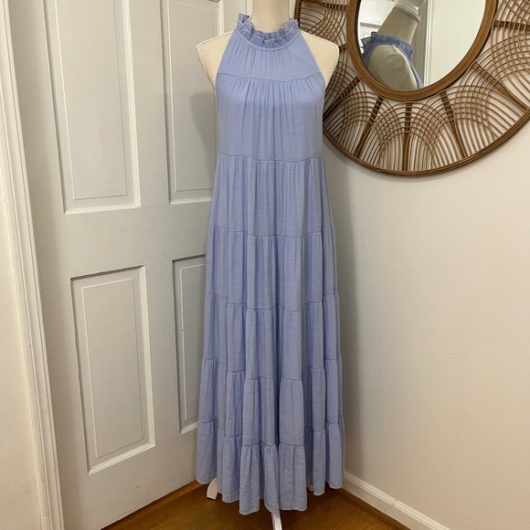 indigo soul Dresses & Skirts - Indigo Soul Maxi Dress Sz S Tiered Boho Coastal Resort Wedding Guest Cotttage
